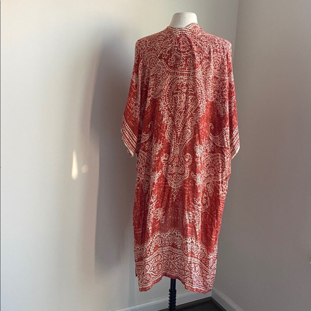 MELROSE & MARKET Burnt Orange White Paisley Kimono Womens Sz Medium New - Picture 6 of 7